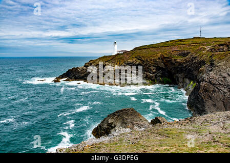 Trevose Head Lighthouse et remplie des Cove, North Cornwall, UK Banque D'Images