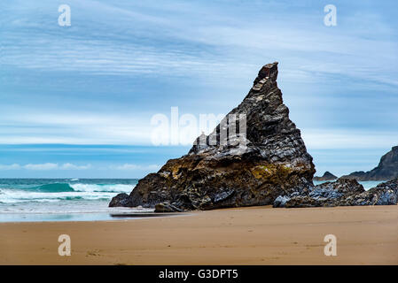 Rock Queen Bess à Bedruthan Steps, North Cornwall, UK. Banque D'Images