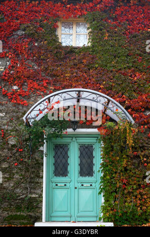 Maison couverte de lierre en avant l'automne sur la péninsule de Pelion, Thessalie, Grèce Banque D'Images