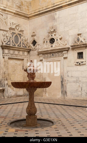 Détail d'une vieille fontaine à l'intérieur de la Cathédrale de Séville - Andalousie, Espagne Banque D'Images