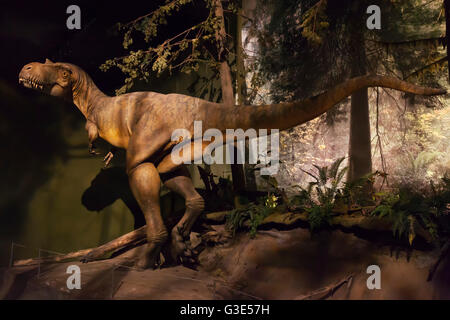 À l'affiche de dinosaures Royal Tyrell Museum of Paleontology ; Drumheller, Alberta, Canada Banque D'Images