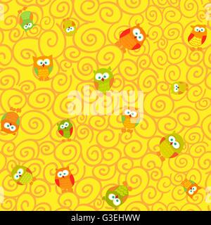 Modèle sans couture avec hiboux vector Illustration de Vecteur