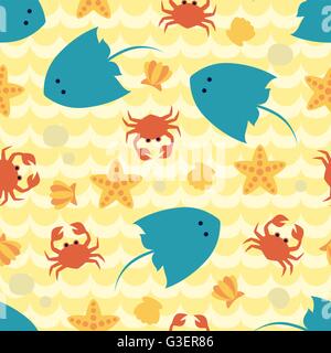 Modèle sans couture avec vue des fonds marins. Illustration de Vecteur