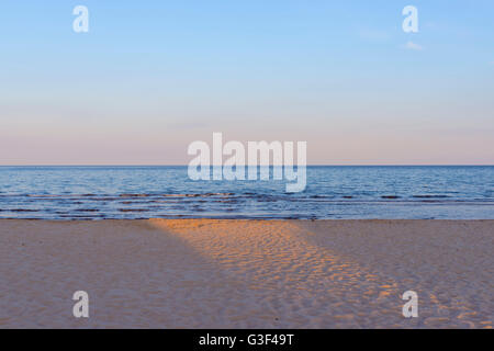 Dans la soirée, le soleil brille sur la plage, Bunken, Aalbaek, mer Baltique, Nord du Jutland, Danemark Banque D'Images