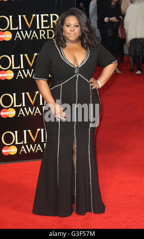 3 avril 2016 - Amber Riley assistant à l'Olivier Awards 2016 au Royal Opera House, Covent Garden à Londres, au Royaume-Uni. Banque D'Images