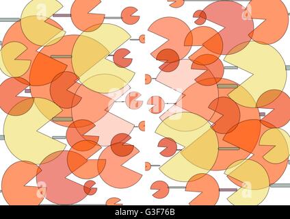 Un parfum floral et géométrique abstract design moderne superposée en jaune rose et orange sur un fond blanc est idéal pour les fonds. Banque D'Images