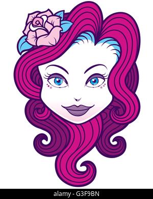 Vector illustration of Girl face Illustration de Vecteur