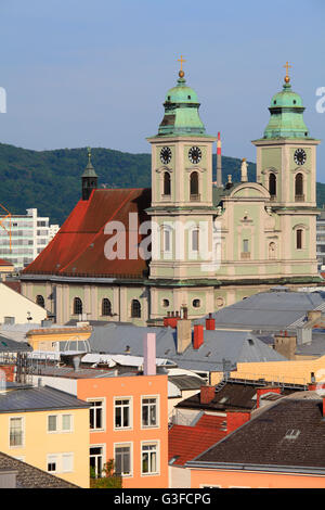 L'Autriche, Haute Autriche, Linz, Skyline, ancienne cathédrale, Alter Dom, Banque D'Images