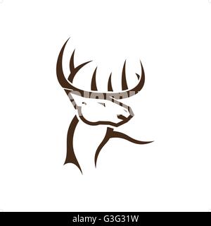 Tête de cerf stylisé vector illustration isolé sur fond blanc. Illustration de Vecteur