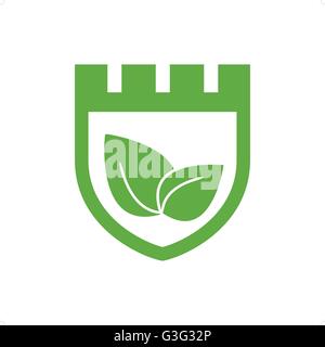 La protection de la nature vert logo vector illustration isolé sur fond blanc. Illustration de Vecteur