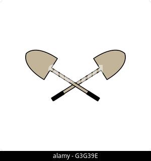 Deux pelles avec black black grip vector illustration isolé sur fond blanc. Illustration de Vecteur