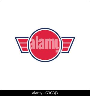 Modèle signe composé d'ailes et les cercles rouges stylisées vector illustration isolé sur fond blanc. Illustration de Vecteur