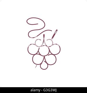 Le dessin abstrait violet logo sur mesure comme les raisins avec une aiguille vector illustration isolé sur fond blanc. Illustration de Vecteur