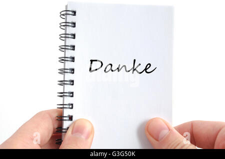 Danke concept texte isolé sur fond blanc Banque D'Images