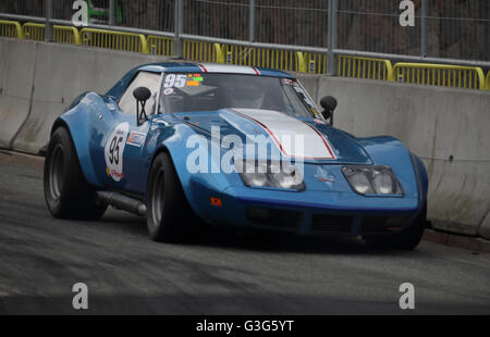 Un sauvage 1973 Chevrolet Corvette ZL1 étant couru à 2016 Voiture de course classique d'Aarhus Banque D'Images