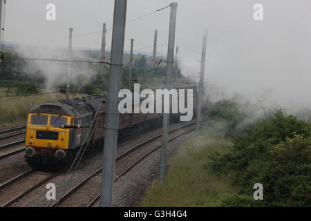 Pont ferroviaire de Millbrook, Bedfordshire, Royaume-Uni. 25 Juin, 2016. The Flying Scotman sur exécuter à partir de Londres, Victoria Station à New York. Le moteur de vapeur comme il se dirige vers le bas la ligne à Bedford Park. Crédit : Caroline hamilton/Alamy Live News Banque D'Images