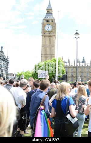 Londres, Royaume-Uni. 25 juin 2016. Les protestataires se rassembler devant le Parlement UKN. Crédit : Marc Ward/Alamy Live News Banque D'Images