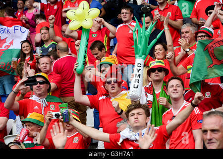 Paris, France. 25 Juin, 2016. Championnats d'Europe de football de l'UEFA. 16 dernier round, le Pays de Galles et Irlande du Nord. Crédit : fans gallois Plus Sport Action Images/Alamy Live News Banque D'Images