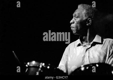 Art Blakey, batteur jazz 1988 Banque D'Images