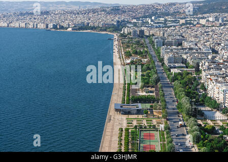 Vue aérienne du nouveau front de mer de Thessalonique, Grèce, Macédoine centrale Banque D'Images