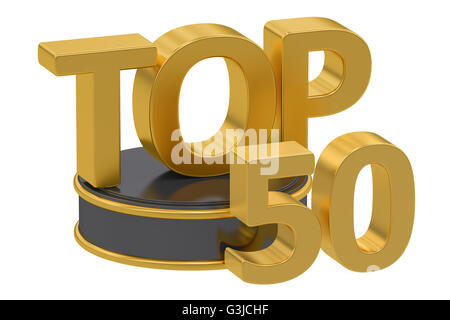 Top 50, 3D Rendering isolé sur fond blanc Banque D'Images