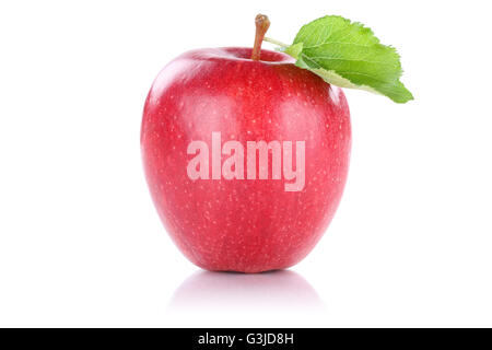 Pomme fruit rouge isolé sur fond blanc Banque D'Images