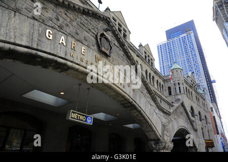 Vue extérieure de la gare historique de Windsor à Montréal. Canada Banque D'Images