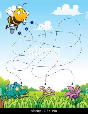 Illustration vecteur de l'éducation jeu de labyrinthe avec fleur Abeille Illustration de Vecteur