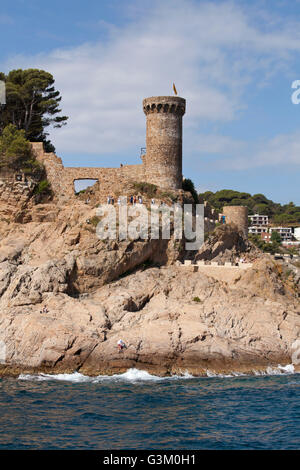 Vieille ville de Vila Vella, à partir de la mer, Tossa de Mar, Costa Brava, Catalogne, Espagne, Europe, PublicGround Banque D'Images