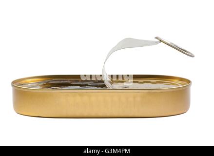 Pouvez avec anchois isolated over white background . Banque D'Images