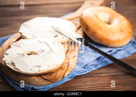 Bagels au fromage à la crème Banque D'Images