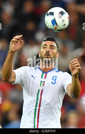 Lyon, France. 13 Juin, 2016. Graziano pelle de l'Italie au cours de la groupe e match de football de l'UEFA EURO 2016 entre la Belgique et l'Italie au Stade de Lyon à Lyon, France, 13 juin 2016. Photo : Uwe Anspach/dpa/Alamy Live News Banque D'Images