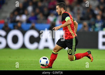 Lyon, France. 13 Juin, 2016. Eden Hazard de Belgique durant le groupe e match de football de l'UEFA EURO 2016 entre la Belgique et l'Italie au Stade de Lyon à Lyon, France, 13 juin 2016. Photo : Uwe Anspach/dpa/Alamy Live News Banque D'Images