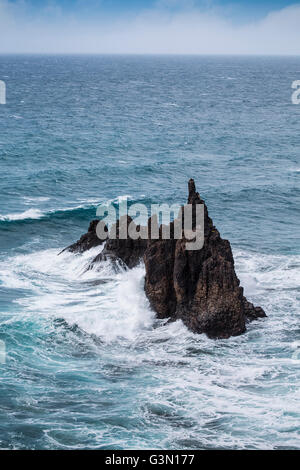 Rochers sur la côte de Benijo beach (Playa de Benijo), l'île de Ténérife, Espagne Banque D'Images