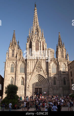 La cathédrale gothique, la Catedral, Barcelone, Catalogne, Espagne, Europe, PublicGround Banque D'Images