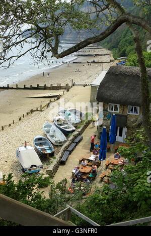 Les petits bateaux sur la plage de Shanklin, sur l'île de Wight Banque D'Images