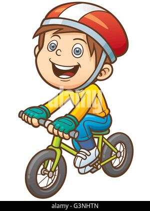 Illustration Vecteur de Cartoon boy on a bicycle Illustration de Vecteur