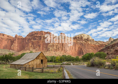 Grange de l'homestead Gifford dans Capitol Reef, Utah, USA Banque D'Images