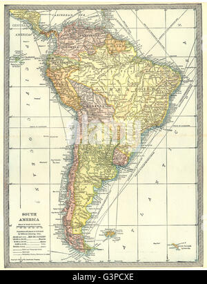 Amérique du Sud Brésil Argentine Chili Bolivie etc, 1907 carte antique Banque D'Images