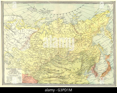 Du nord de l'Asie. La Sibérie et une partie de la Chine. La Russie en Asie, 1907 carte antique Banque D'Images