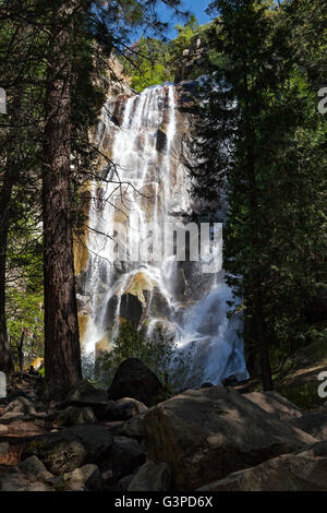 Le ruissellement s'écoule sur Grizzly Falls dans le Parc National Kings Canyon Banque D'Images