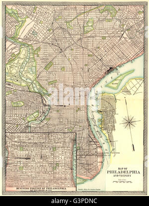 PHILADELPHIA town/city plan. L'encart CDB. New York, 1907 carte antique Banque D'Images