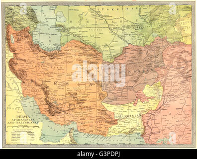 L'Asie du Sud-Ouest. La Perse l'Afghanistan et le Baloutchistan. Le Pakistan, Iran 1907 map Banque D'Images