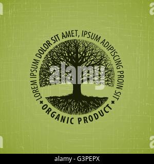 Arbre sans feuilles racines avec logo Vector. Produit biologique Illustration de Vecteur