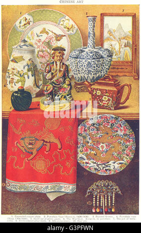 Chine : vase en porcelaine Ming Snuff-jar pâte verte Kwan-ti de la soie en terre cuite, 1907 Banque D'Images