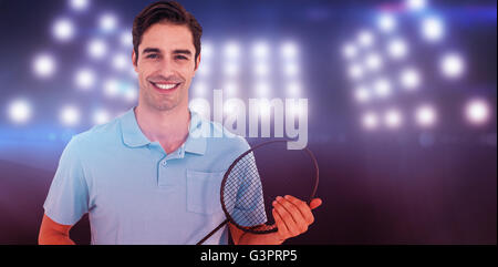 Image composite de portrait de joueur de badminton raquette badminton holding Banque D'Images