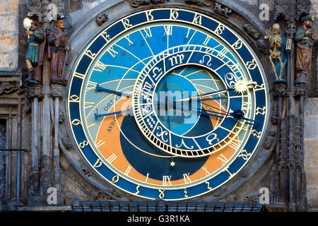 Horloge astronomique sur l'hôtel de ville de la place de la Vieille Ville (Stare Mesto) Prague Banque D'Images