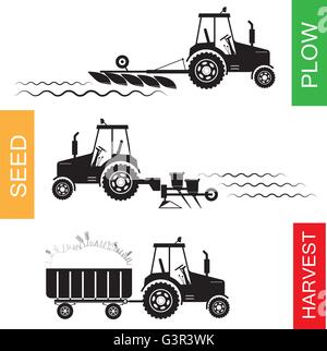 La croissance et la récolte des cultures de l'agriculture Illustration de Vecteur