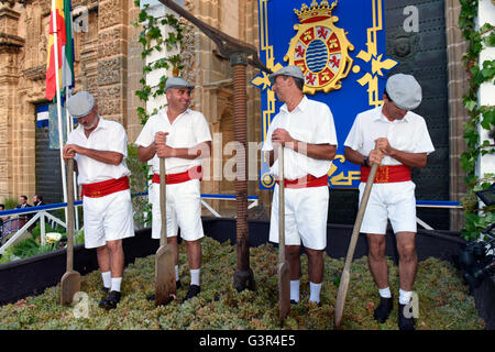 La récolte de Sherry de Jerez , fouler le raisin "Fiesta de la Vendimia ' Jerez de la Frontera chaque année au mois de septembre l'Espagne Banque D'Images