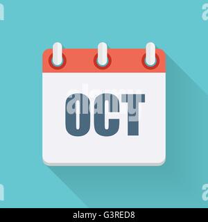 Dates octobre Télévision avec ombre portée de l'icône. Vector Illustration Illustration de Vecteur